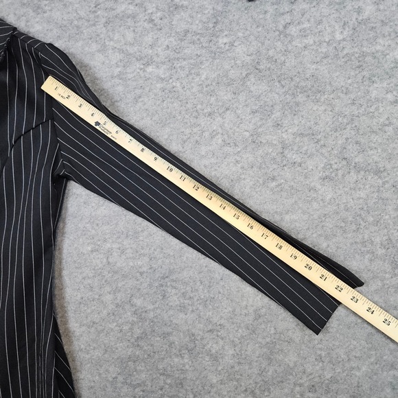 Spirit Halloween Pinstriped Long Blazer Black Double Breasted Size M Gangster - Picture 7 of 8